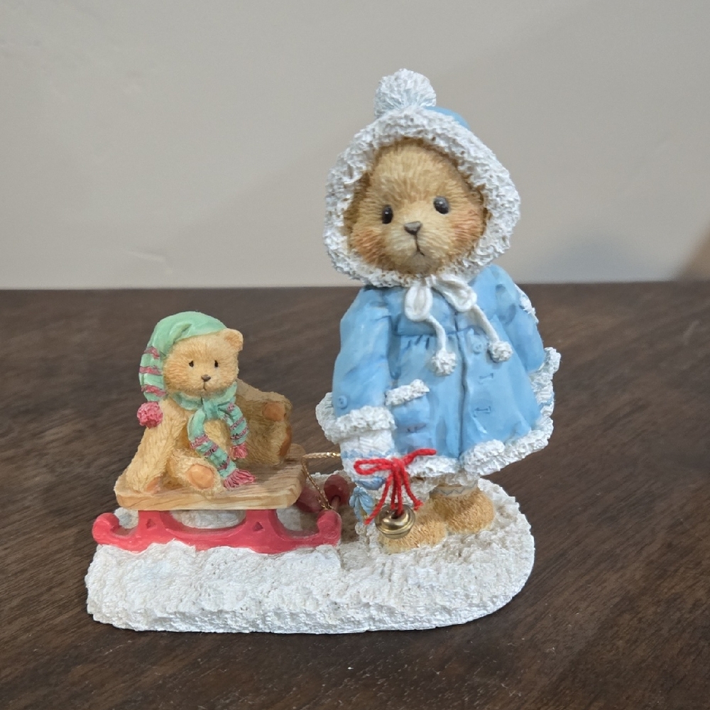 Cherished Teddies Blue and Tan Winter Bear Figurine Mary " A Special Friend Warm